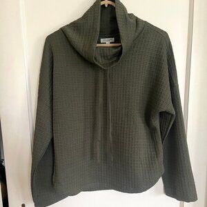 Max Studio Womens Army Green Cowl Textured Top Shirt_S_NWT